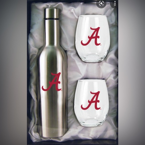 Alabama Crimson Tide 28oz. stainless Steal bottle with stemless tumblers set. - Picture 4 of 4